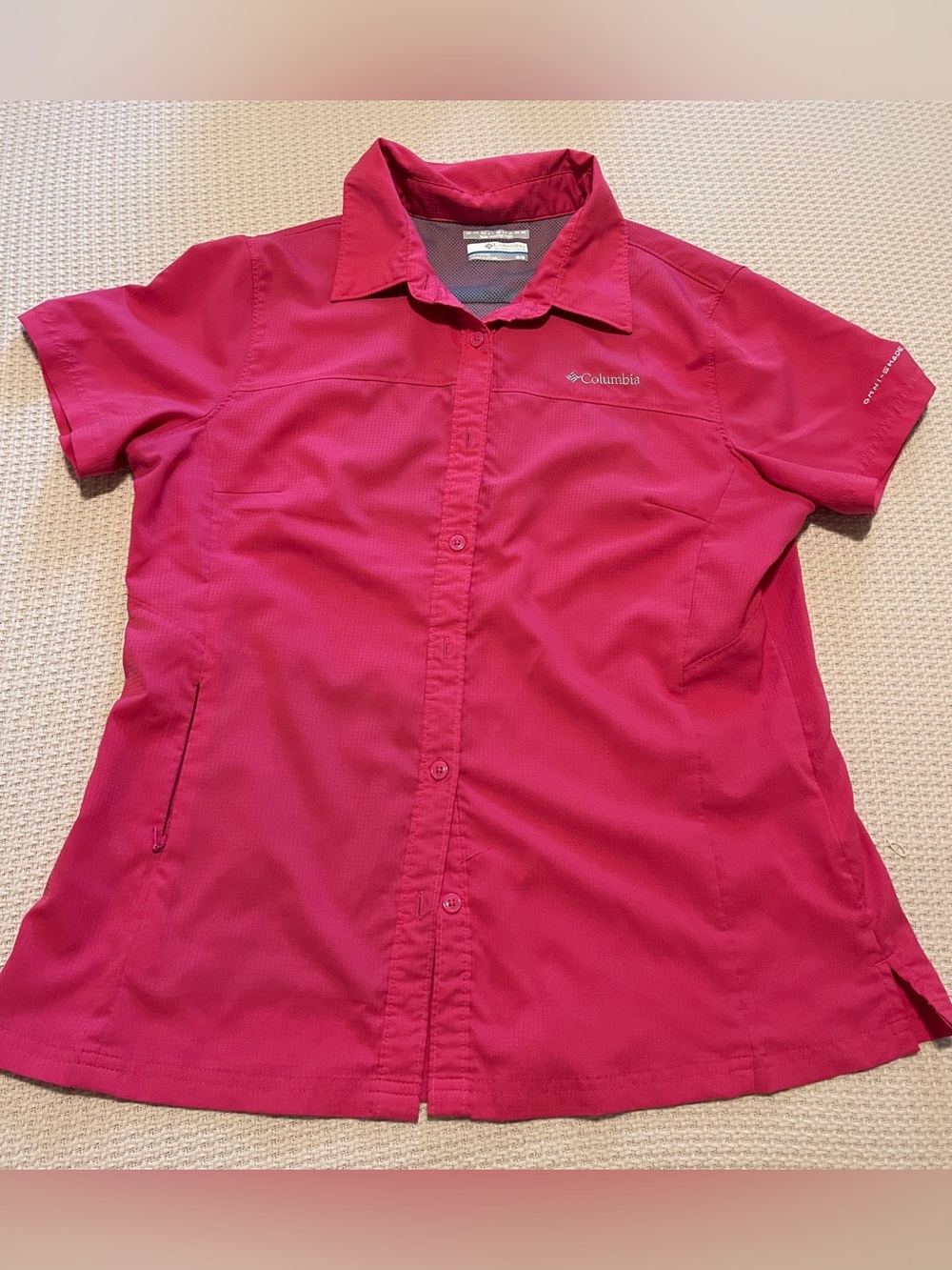 Columbia Pink Women's Short Sleeve Button Front Shirt